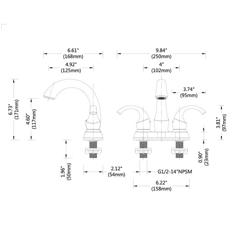 TL Centerset Faucet 2handle Bathroom Faucet with Drain Assembly